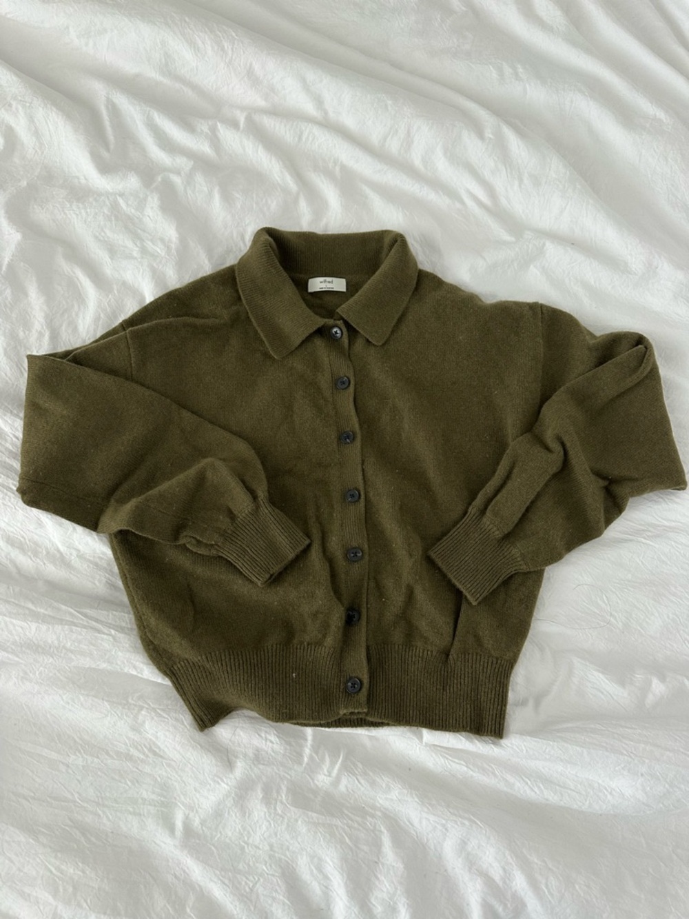 Wilfred Olive Green Button-Front Knit Cardigan